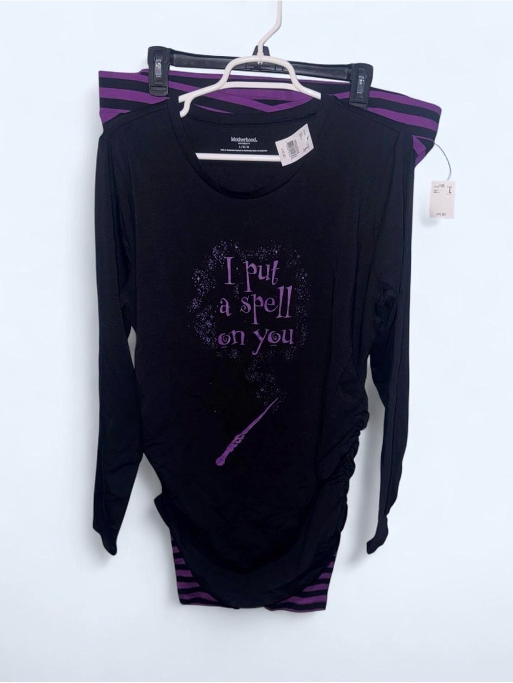 Motherhood Black & Purple Maternity Pajama Set